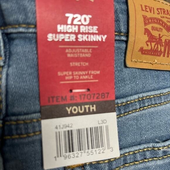 Levi's Girl's 720 Jeans High-Rise Adjustable Waistband Super Skinny Size 14 NWT - Picture 5 of 9